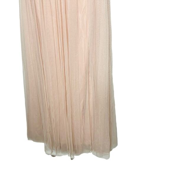 AMSALE Blush Pink Sweetheart Neckline Hourglass Chiffon Strap Maxi Dress Size 6 - Picture 8 of 15